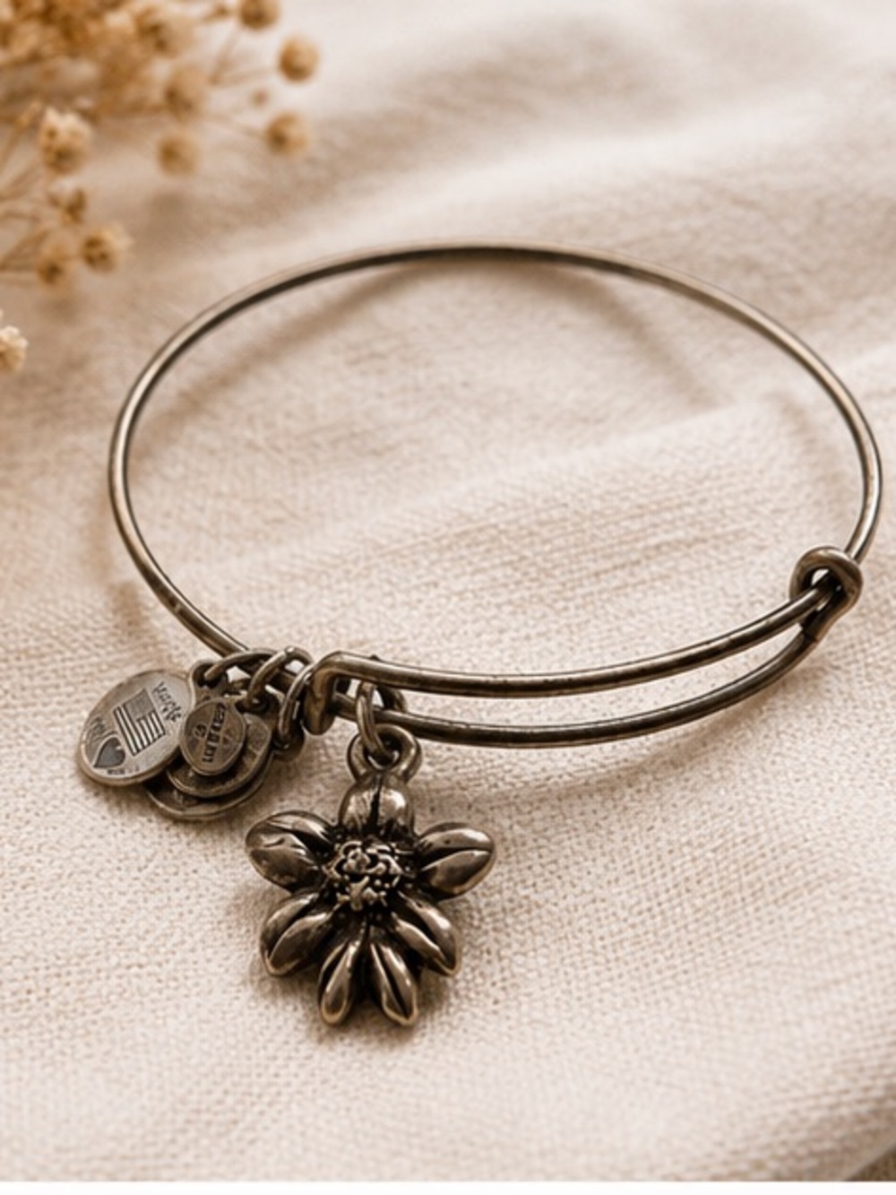 Alex and Ani Apple Blossom Charm Bangle Bracelet